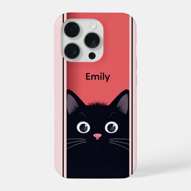 Niedlich Black Cat Kitten Moderner Personalisierte iPhone Hülle (Rückseite)