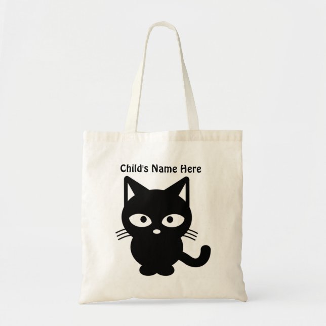 Niedlich Black Cat Kitty Halloween Kid Friendly Tragetasche (Vorne)
