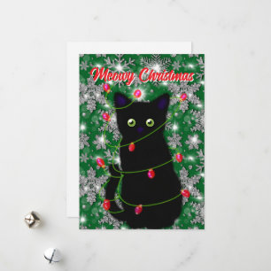 Niedlich Black cat Meowy Christmas Feiertagskarte