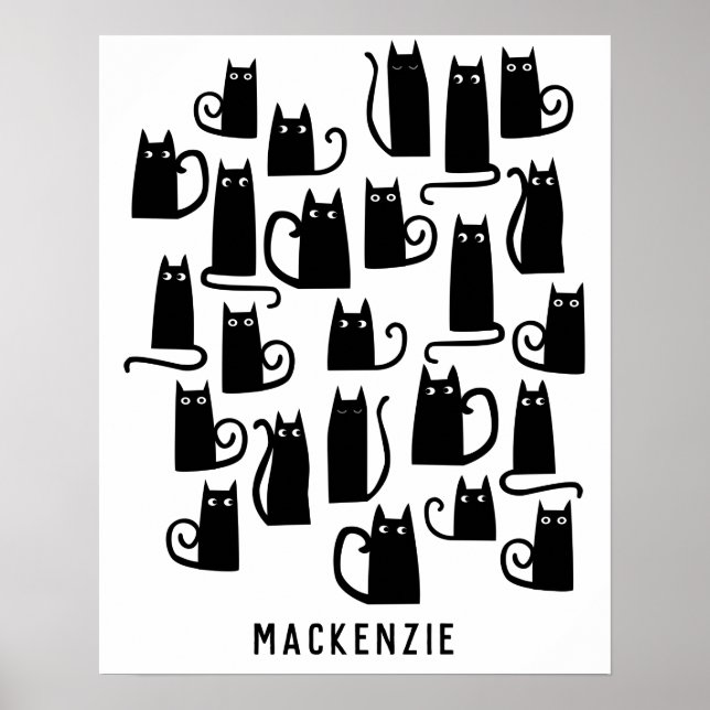 Niedlich Black Cat Personalisiert Poster (Vorne)
