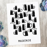 Niedlich Black Cat Personalisiert Postkarte<br><div class="desc">Niedliche kleine schwarze Katzen. Originelle Kunst von Nic Squirrell. Ändern Sie den Namen,  um ihn zu personalisieren.</div>