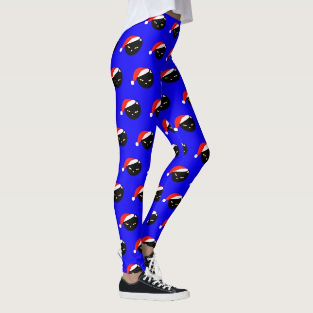 Niedlich Black Cat Santa Royal Blue Ugy Leggings (Rechts)