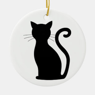Niedlich Black Cat Silhouette Spaß Schwarz und Wei Keramikornament