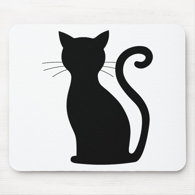 Niedlich Black Cat Silhouette Spaß Schwarz und Wei Mousepad (Vorne)