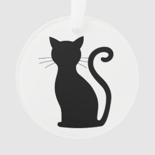 Niedlich Black Cat Silhouette Spaß Schwarz und Wei Ornament