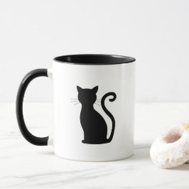 Niedlich Black Cat Silhouette Spaß Schwarz und Wei Tasse