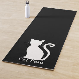 Niedlich Black Cat Silhouette Spaß Schwarz und Wei Yogamatte