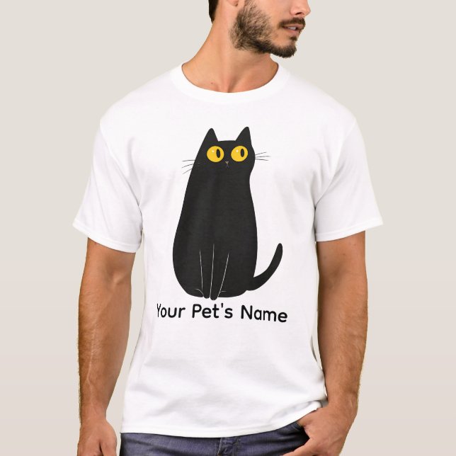Niedlich Black Cat T - Shirt - Cartoon Cat Lover T (Vorderseite)