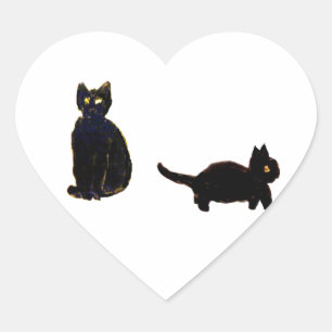 Niedlich Black Cats Kitty Herz-Aufkleber