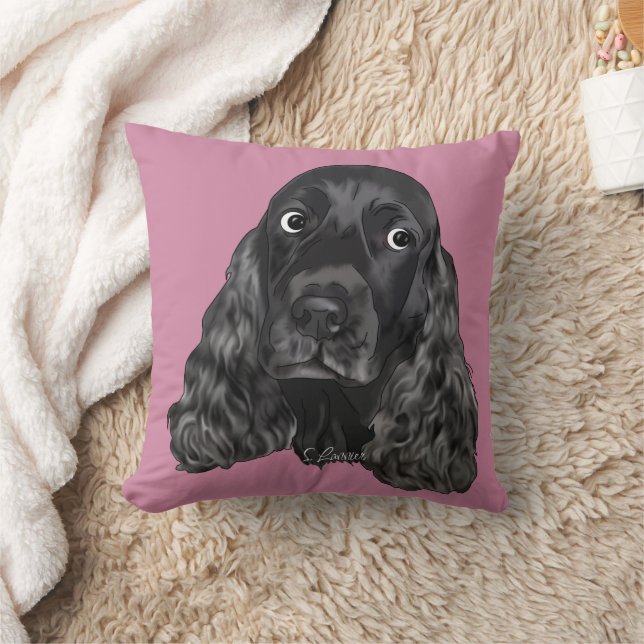 Niedlich Black Cocker Spaniel Hund Kissen (Decke)