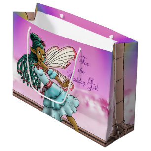 Niedlich Black Fairy Birthday Große Geschenktüte