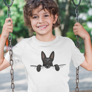 Niedlich Black German Shepherd Dog Peeking T-Shirt