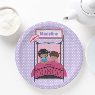 Niedlich Black Girl Slumber Party Lila Geburtstag Pappteller