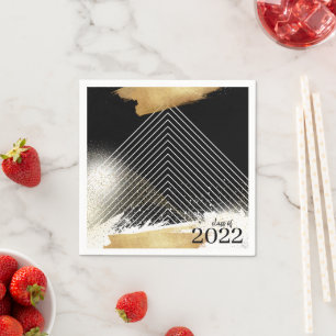 Niedlich Black & Gold Gerahmt Graduation Party Nap Serviette