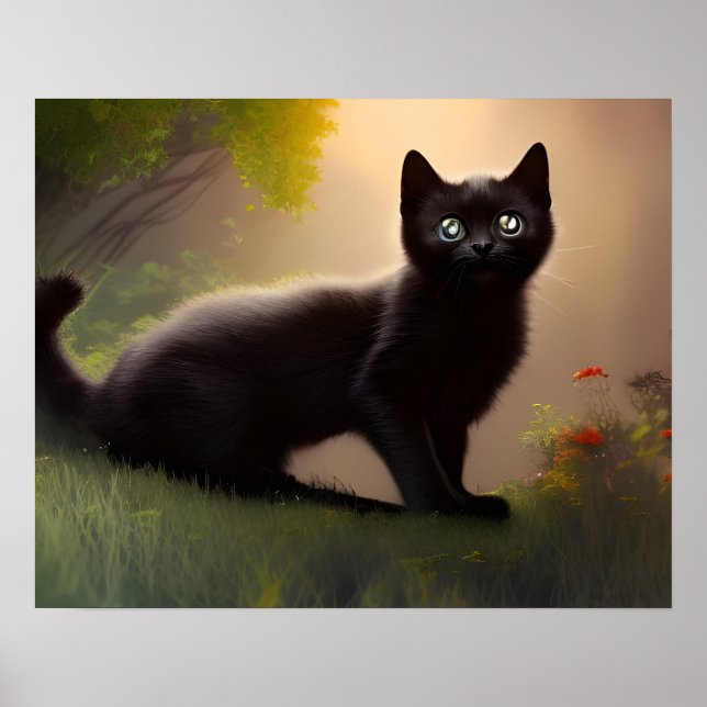 Niedlich Black Kitten AI Foto Style Poster (Vorne)