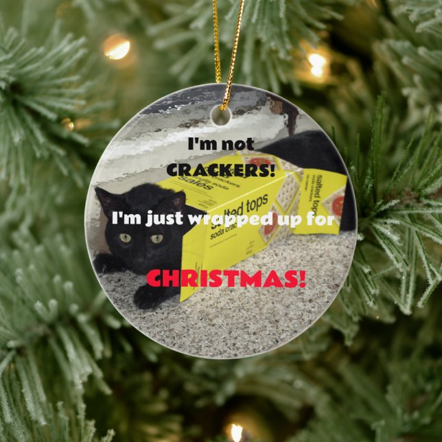 Niedlich Black Kitten Keramik Ornament (Baum)