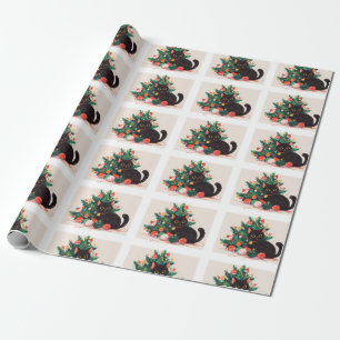 Niedlich Black Kitten Look Guilty - Christmas Geschenkpapier