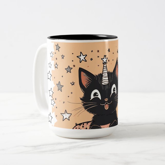 Niedlich Black Kitten Moffee Kaffee Tasse (Vorderseite Links)