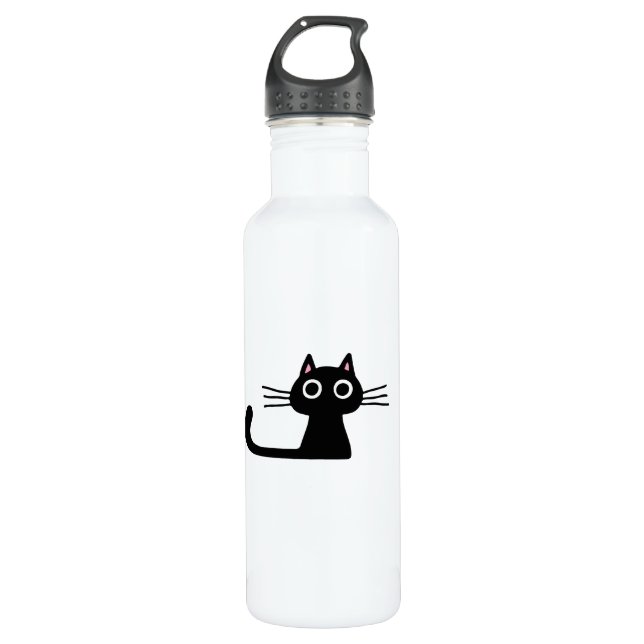 Niedlich Black Kitty Cat - Funky Feline Edelstahlflasche (Vorderseite)