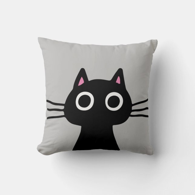 Niedlich Black Kitty | Quirky Cat Lover's Kissen (Vorderseite)