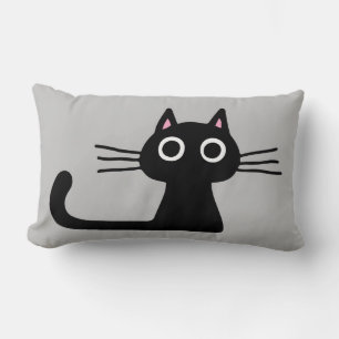 Niedlich Black Kitty Quirky Cat mit langen Whisk Lendenkissen