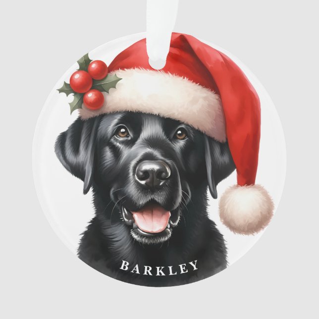 Niedlich Black Labrador Retriever Santa Dog Weihna Ornament (Vorderseite)