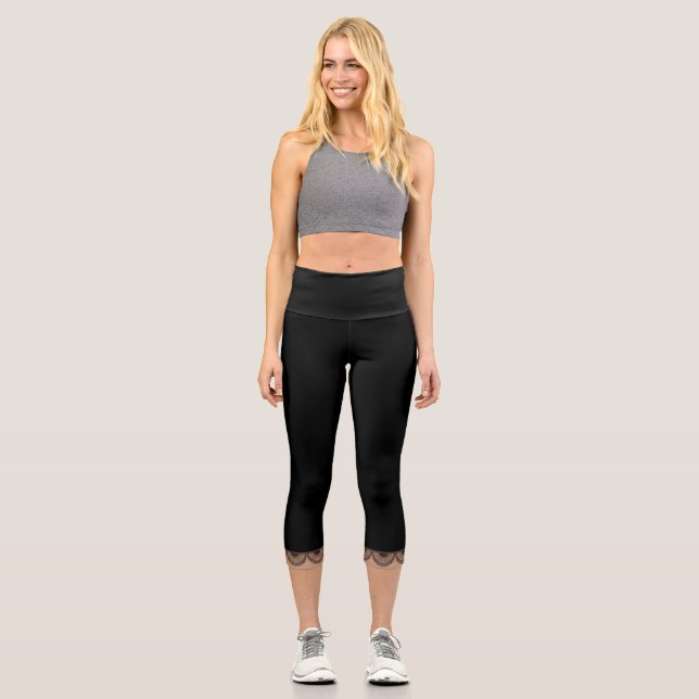 Niedlich Black Lacey Capri Leggings (Vorderseite)