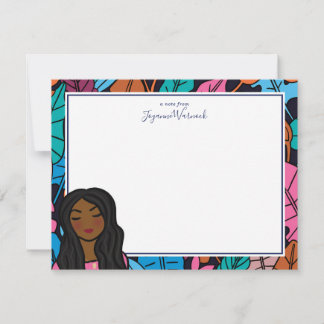 Niedlich Black Lady Illustration Personal Statione Mitteilungskarte
