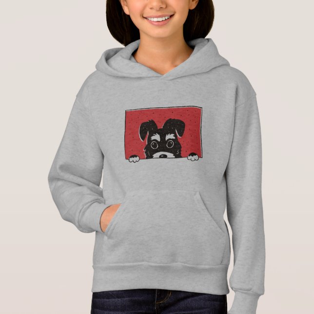 Niedlich Black Miniature Schnauzer Welpe Hoodie (Vorderseite)