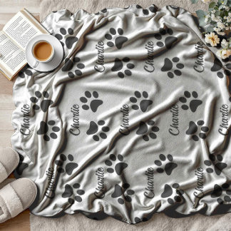 Niedlich Black Paw Pet Vorname Küche Fleecedecke