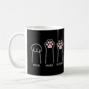 Niedlich Black Pink Funny Cat Rock Paper Scissemme Kaffeetasse