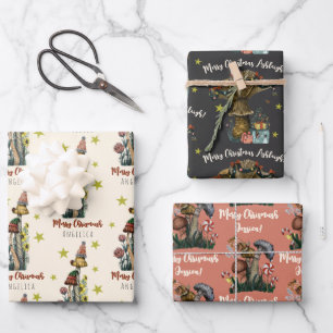 Niedlich Black Pink Mushroom Weihnachten Individue Geschenkpapier Set