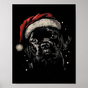 Niedlich Black Puppy Labrador Weihnachtsmannmütze  Poster
