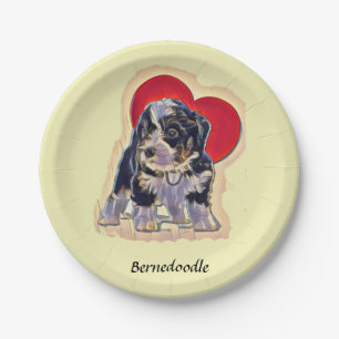 Niedlich Black Tan Bernedoodle Pappteller
