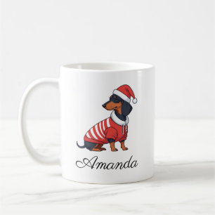 Niedlich Black & Tan Dackel Weihnachtsname Kaffeetasse