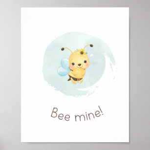Niedlich Blau/Gelb-Bienenmine! Kinderzimmer Poster