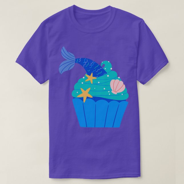 Niedlich-blau-grüne Meerjungfrau Cupcake T-Shirt (Design vorne)