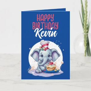 Niedlich Blau und Weiß Elefant Son Birthday Karte