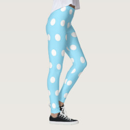 Niedlich Blau und Weiß Polka Dot Muster Girly Nied Leggings