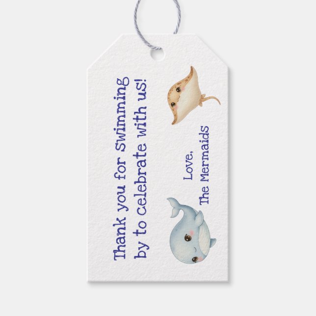 Niedlich, blau unter dem Meer Danke Geschenkanhänger (Vorderseite)