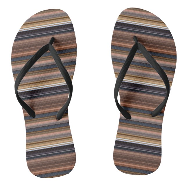 Niedlich-blaubraune Streifen Flip Flops (Fußbett)