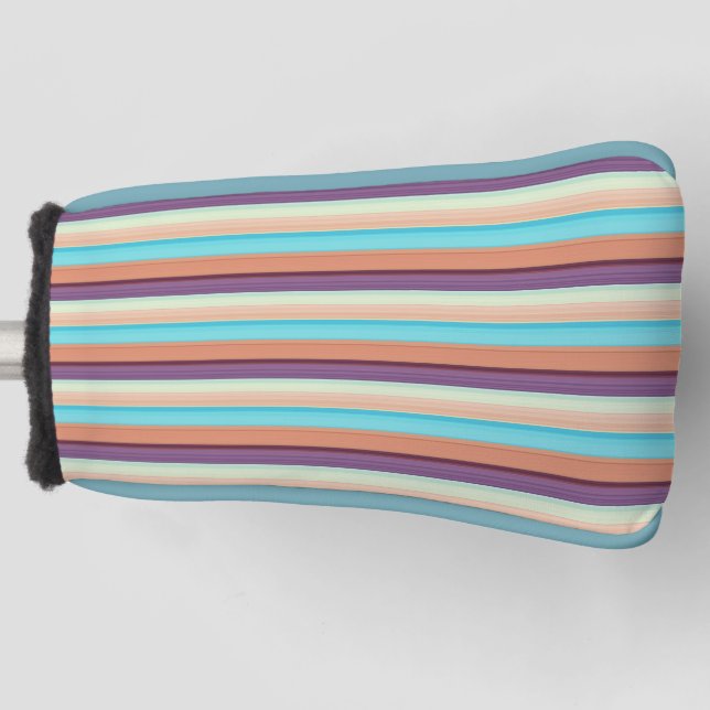 Niedlich-blaubraune Streifen Golf Headcover (Vorderseite)