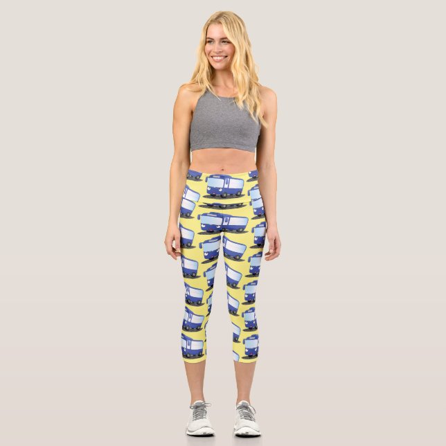 Niedlich-blaue Cartoon-Abbildung Capri Leggings (Vorderseite)