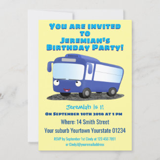 Niedlich-blaue Cartoon-Abbildung Einladung