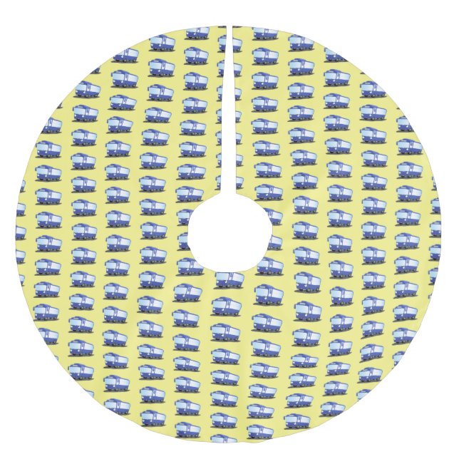 Niedlich-blaue Cartoon-Abbildung Polyester Weihnachtsbaumdecke (Vorderseite)