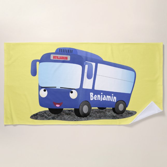 Niedlich-blaue Cartoon-Abbildung Strandtuch (Vorderseite)