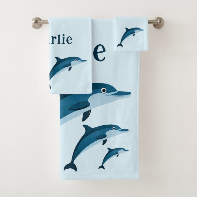 Niedlich-blaue Delfine Kinder Handtuch Badhandtuch Set (Insitu)
