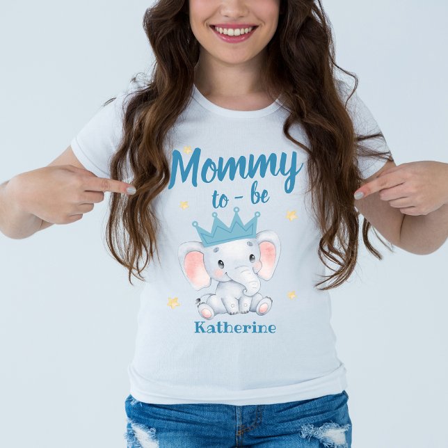 Niedlich-blaue Elefant Babydusche Mami zu Mutter T-Shirt (Von Creator hochgeladen)