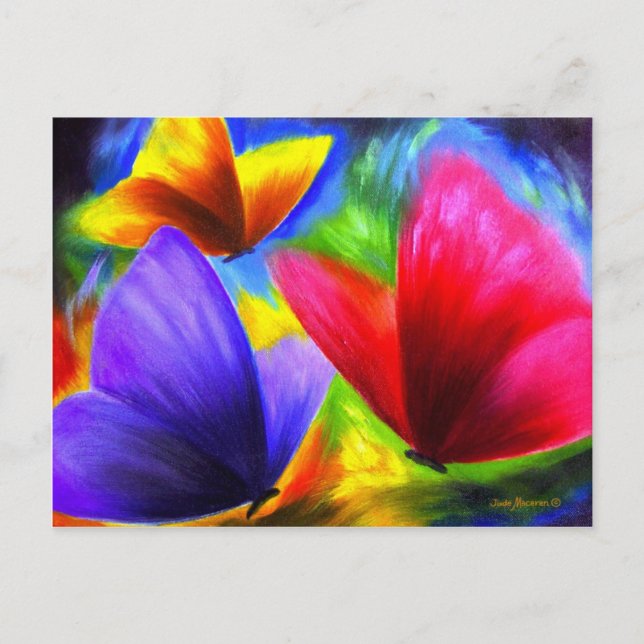 Niedlich-Blaue-Gelbe-Schmetterlingsblende-Illustra Postkarte (Vorderseite)