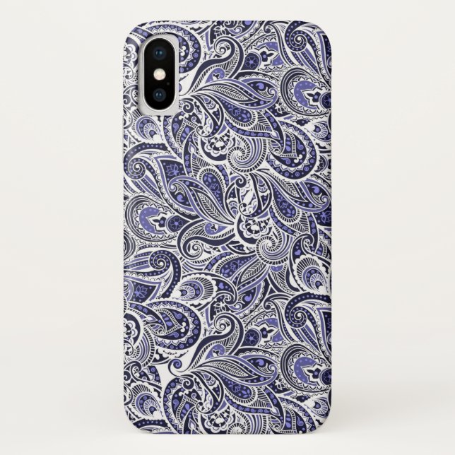 Niedlich-blaue Paisley-Muster Case-Mate iPhone Hülle (Rückseite)